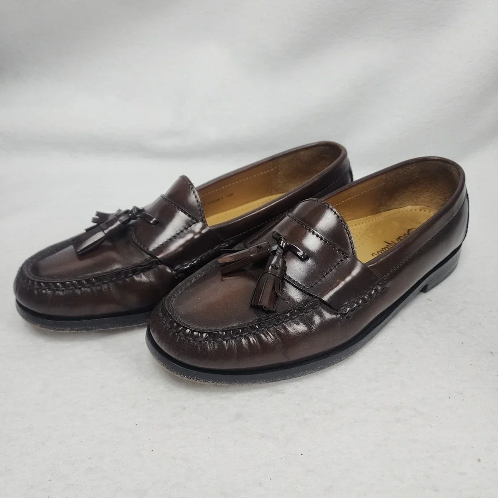 Cole Haan Pinch 03508 Mens US 8.5 D Loafers Brown Leather Tassel Slip On Shoes